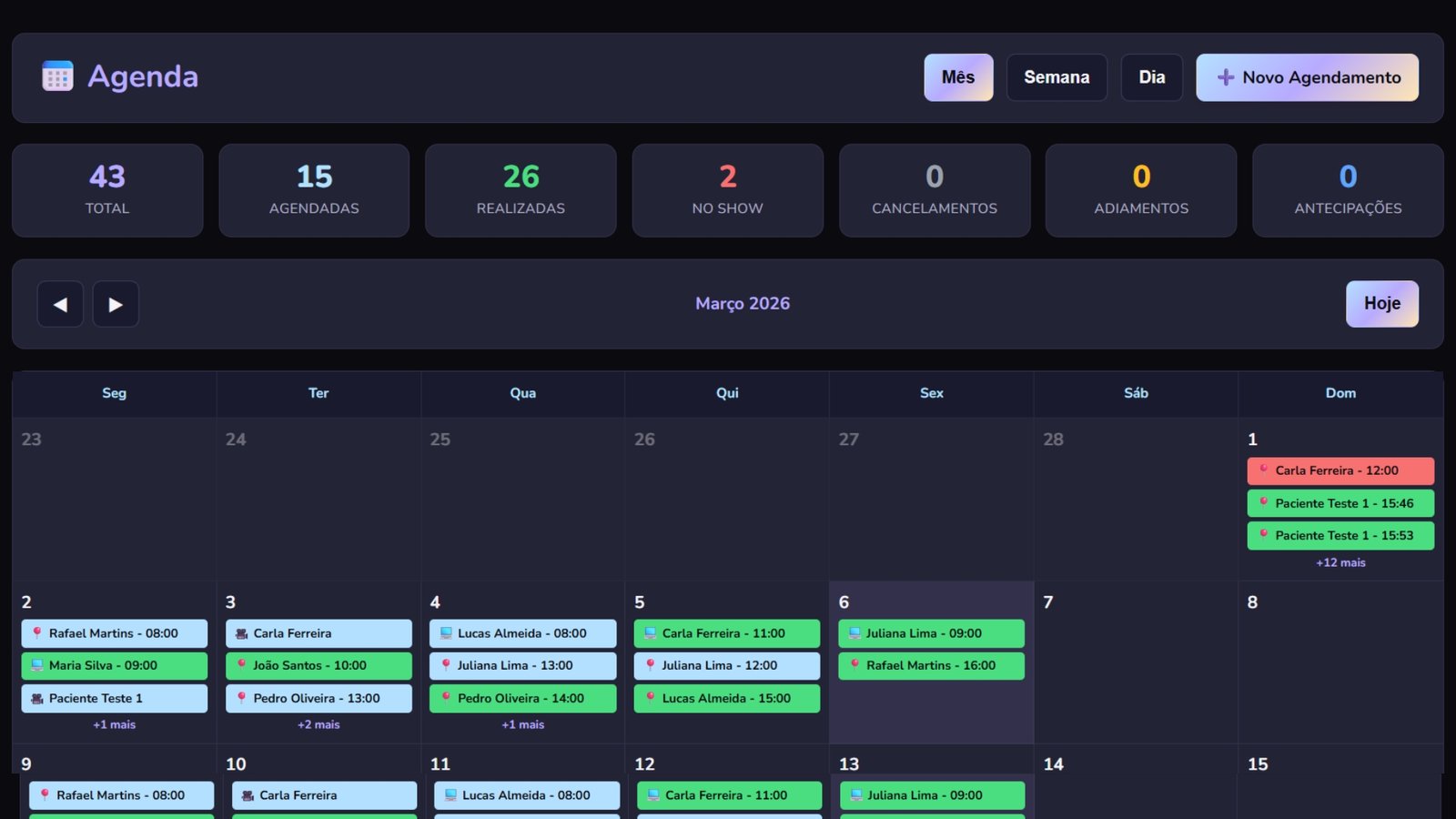 Agenda OriaPsi março 2026 visualização mensal